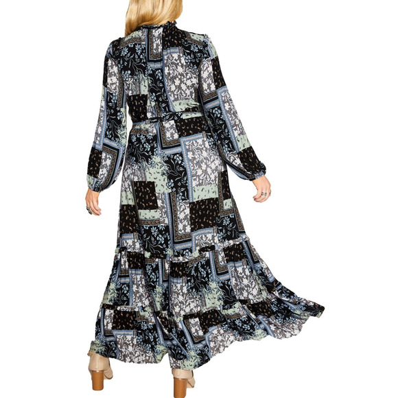 Aveology City Chic Patch Print Floral Maxi Dress Plus Size 20 Boho Peasant Folk - Picture 11 of 13